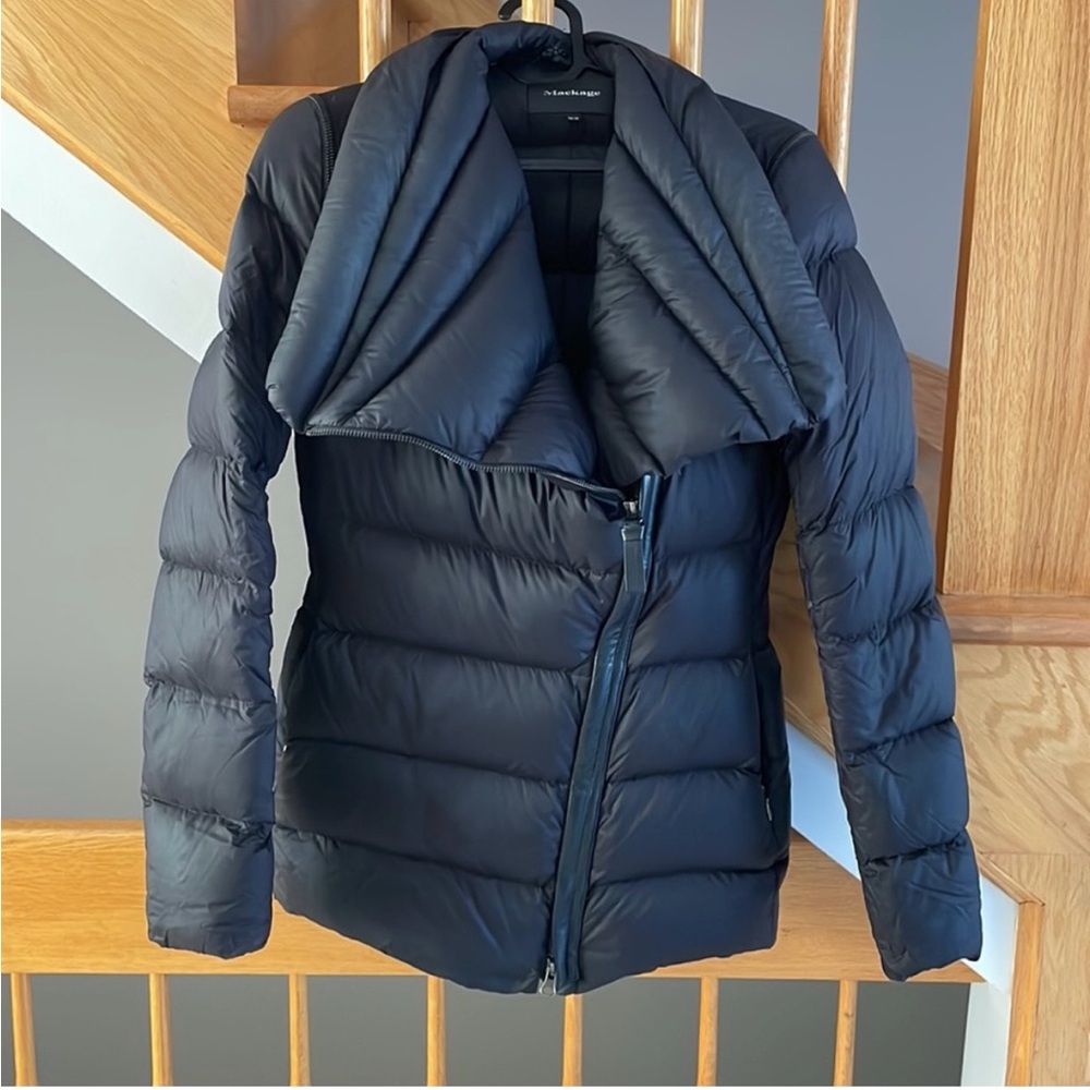 Mackage Black Asymmetrical Collar Puffer Jacket